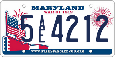 MD license plate 5AE4212