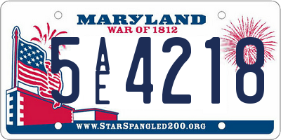 MD license plate 5AE4218