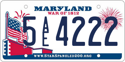 MD license plate 5AE4222