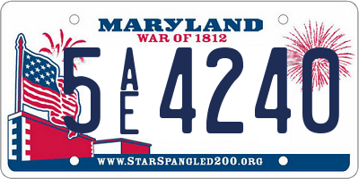 MD license plate 5AE4240