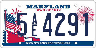 MD license plate 5AE4291