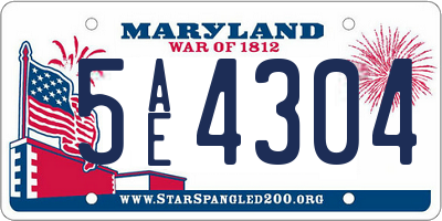 MD license plate 5AE4304