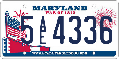 MD license plate 5AE4336