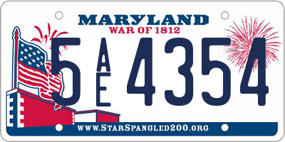 MD license plate 5AE4354