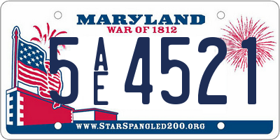 MD license plate 5AE4521