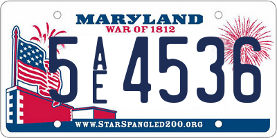 MD license plate 5AE4536