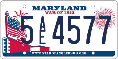 MD license plate 5AE4577