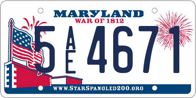MD license plate 5AE4671