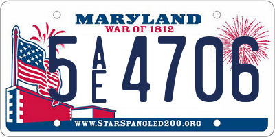 MD license plate 5AE4706