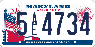 MD license plate 5AE4734