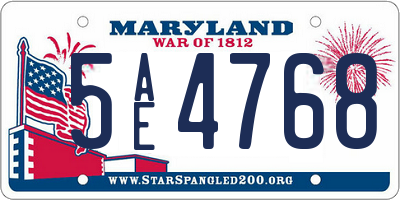 MD license plate 5AE4768