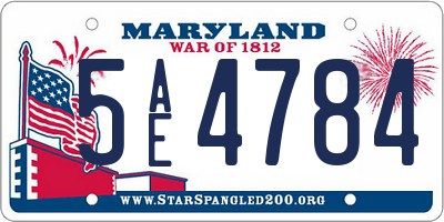 MD license plate 5AE4784