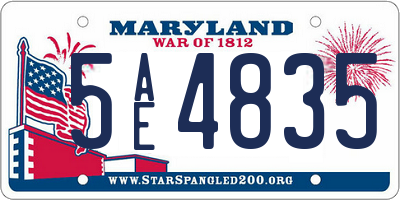 MD license plate 5AE4835