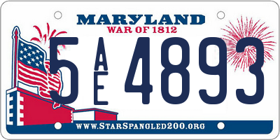 MD license plate 5AE4893