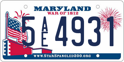 MD license plate 5AE4931