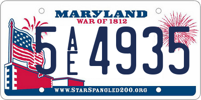 MD license plate 5AE4935