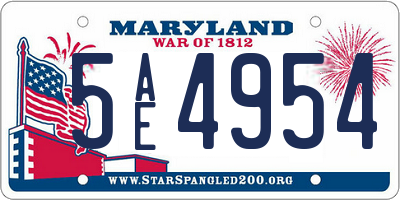 MD license plate 5AE4954