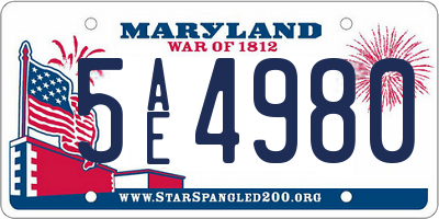 MD license plate 5AE4980