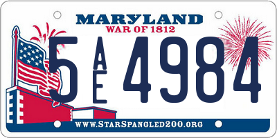 MD license plate 5AE4984