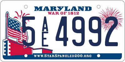 MD license plate 5AE4992