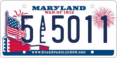 MD license plate 5AE5011