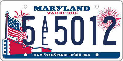 MD license plate 5AE5012