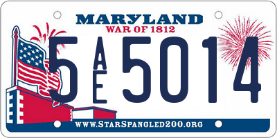 MD license plate 5AE5014
