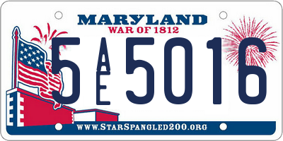 MD license plate 5AE5016