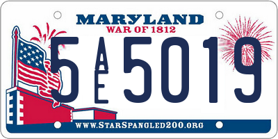 MD license plate 5AE5019