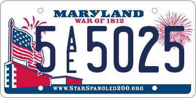 MD license plate 5AE5025