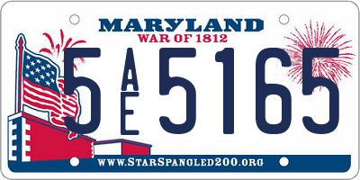 MD license plate 5AE5165