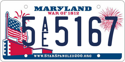MD license plate 5AE5167