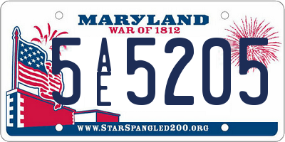 MD license plate 5AE5205