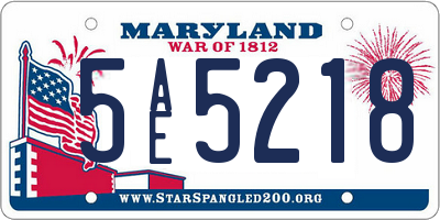 MD license plate 5AE5218