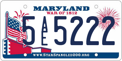 MD license plate 5AE5222