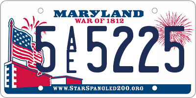 MD license plate 5AE5225