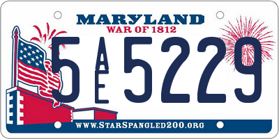 MD license plate 5AE5229