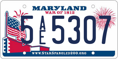 MD license plate 5AE5307