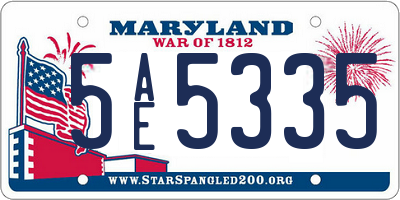 MD license plate 5AE5335