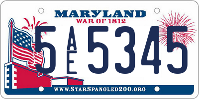 MD license plate 5AE5345