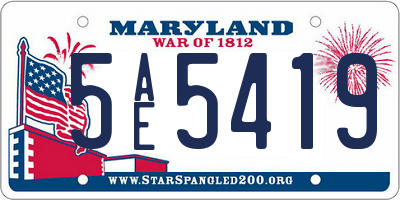MD license plate 5AE5419