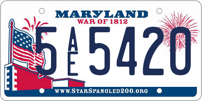 MD license plate 5AE5420