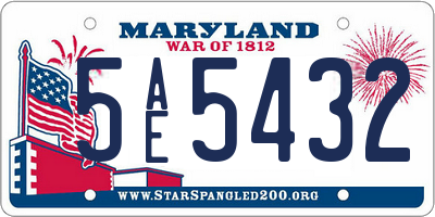 MD license plate 5AE5432
