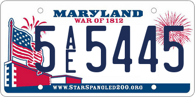 MD license plate 5AE5445