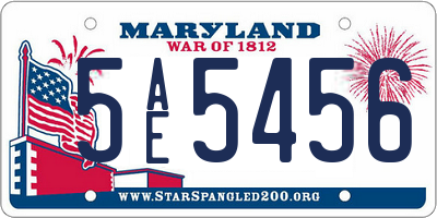 MD license plate 5AE5456