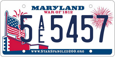 MD license plate 5AE5457