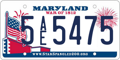 MD license plate 5AE5475