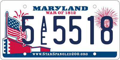 MD license plate 5AE5518