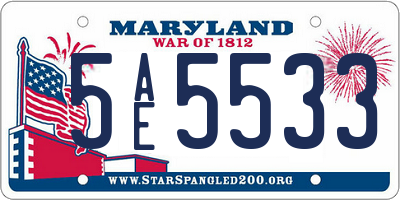 MD license plate 5AE5533
