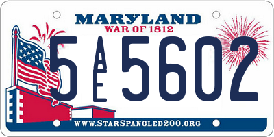 MD license plate 5AE5602
